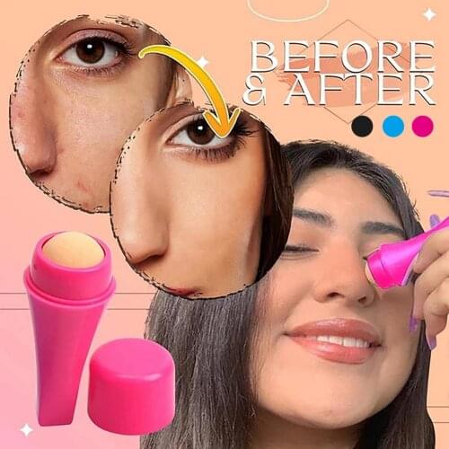 Face Oil Absorbing Roller Volcanic Stone Blemish Remover Face T-zone Oil Removing Rolling Stick Ball Summer Face Shiny Changing