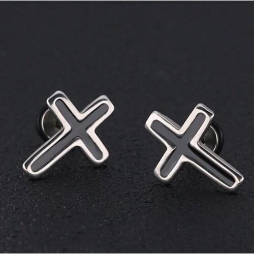 Simple Symbols Brief Titanium Stainless Steel 3 Colors Plated Men Earring Stud Earrings For Women Classic Jewelry