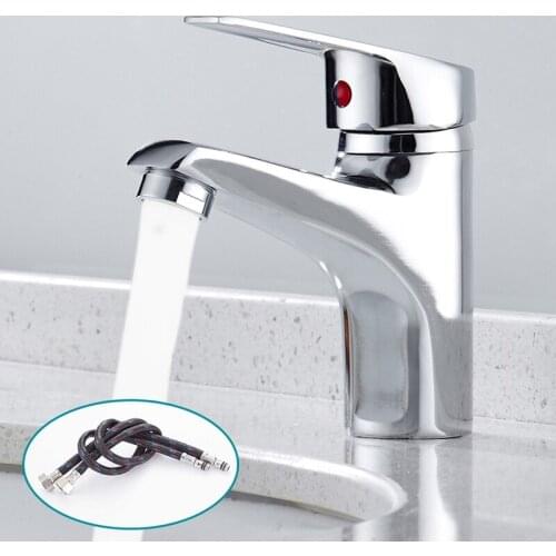 Bathroom Basin Faucet Chrome-plated Single-handle Kitchen Faucet Hot and Cold Water Hose Chrome-plated Bathroom Accessories