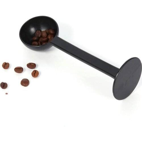 Tamping Scoop 2 in 1 for Coffee Powder Coffeeware Measuring Tamper Spoon Plastic Black Kitchen Accessories 1Pcs