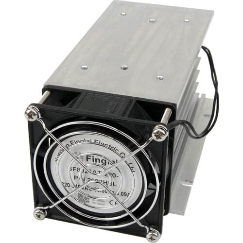 FHSH01F-150 150*100*80 mm 80A three phase solid state relay SSR aluminum heat sink radiator with 220VAC fan and protective cover