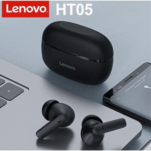 Lenovo HT05 TWS Bluetooth 5.0 Earphone Wireless Headphone 9D Stereo Sports IPX5 Waterproof Earbuds HE05 Headsets With Microphone