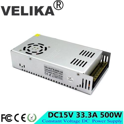 Universal DC15V 33.3A 500W Switching Power Supply Led Driver Transformers 110V 220V AC-DC 15V SMPS for LED Strip Light CNC CCTV