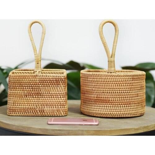 Vietnam rattan storage basket round square square wine glass remote control storage box autumn rattan storage rack wholesale
