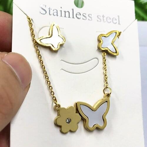 XUANHUA 2020 New Classic Gold Color Stainless Steel Jewelry Set For Women Necklace Earrings Jewelry Accessories Limited Edition