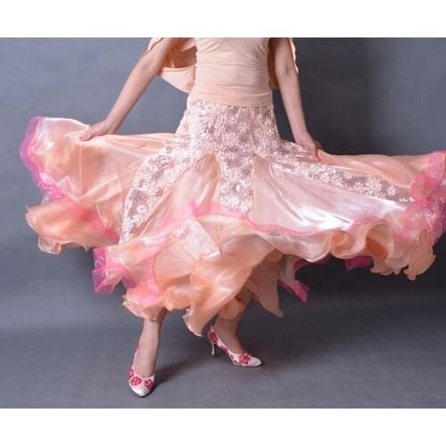Dance ballroom dance modern dance flower decoration with stereo double pendulum fishbone skirt S13003 modern practice