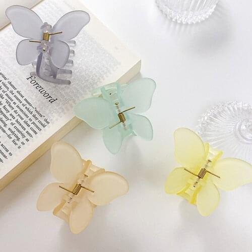 Hot Acrylic Butterfly Hair Claw For Women Girls Hair Accessories Scrub Blue Hair Claw Clips Crab For Hair Simple Hair Clamps