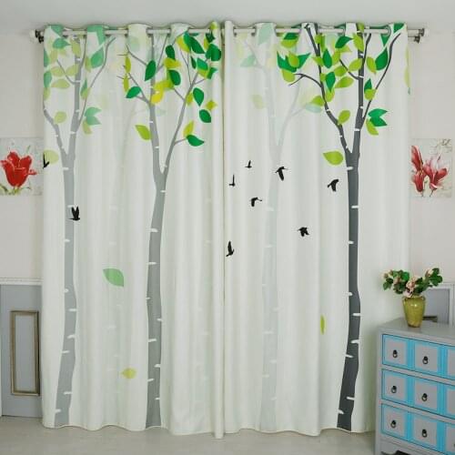Custom Made 2x Grommet Window Drapery Curtain Nursery Kids Children Room Window Dressing Tulle Sheer Curtain 200x260cm Tree