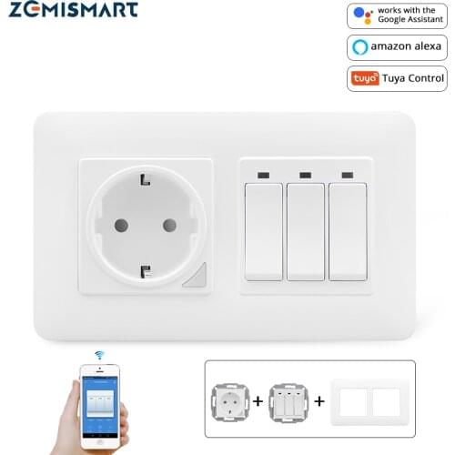 Zemismart 3 Gang Smart Switch EU Socket Support Tuya APP Control Alexa Echo Google Home control Timer Control