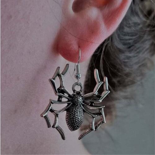 Halloween Dress Up Earrings Exaggerated Dark Skull Spider Earrings Female Halloween Insect Funny Earrings Jewelry Wholesale