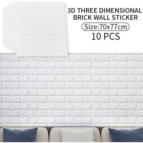 10PCS 3D Brick Wall Stickers DIY Self Adhensive Foam Waterproof Wall Covering Wallpaper For TV Background Decoration