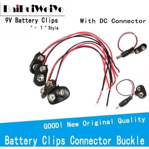 10Pcs 9V Battery Adapter Snap Connector clip Lead Wires holder DC 5.5*2.1 jack Clip Power cable For Arduino DIY Jack