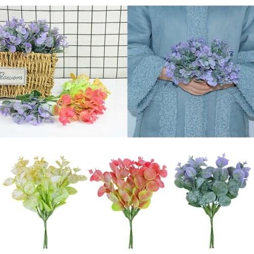 12pcs Small Artificial Eucalyptus Leaves Artificial Plants Branch For Home Decor DIY Wedding Wreath Decoration Faux Foliage