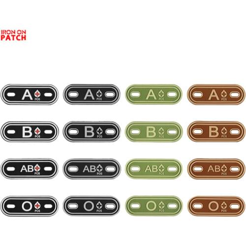 2Pcs Army Tactical Negative Blood GROUP Positive A B AB O POS + - Blood Type PATCH ID Tag BADGE Appliques