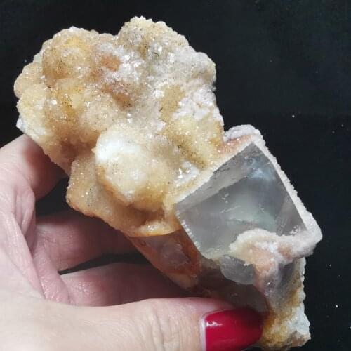 290gNatural rare green fluorite and quartz mineral specimen stone combined with home decoration CRYSTAL QUARTZ GEM