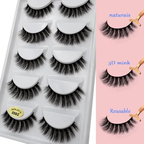 5 Paris 3D Mink EyeLashes Natural Long Hair 11MM Cilios Dramatic Mink Lashes G600 Wispies False Lashes Natural False EyeLashes