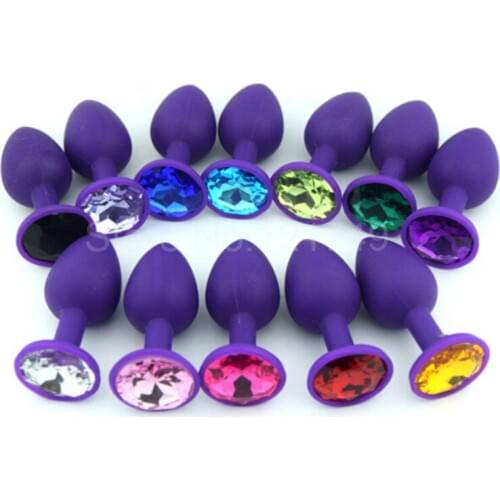 50pcs/lot Medium Size Safe Butt Plug With Crystal Detachable Jewelry Anal Plug Vagina Clitoris Erotic Adult Sex Toys GS0007