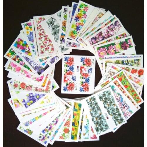 50 PCS Mixed/Set Water Transfer Nail Sticker Art Decorations Mixed Flower/Cartoon/Summer Polish Gel Manicure Tips Set Nail Stick