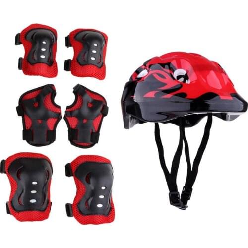 7Pcs Children Skateboard Bicycle Helmet Knee Elbow Wrist Protective Guard Pad Protective Gear Set For Cycling Skateboard