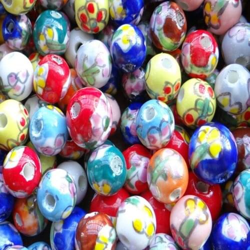 DIY handwork beads woven bracelet accessories printing ceramic beads decal five-pointed star beads mix color