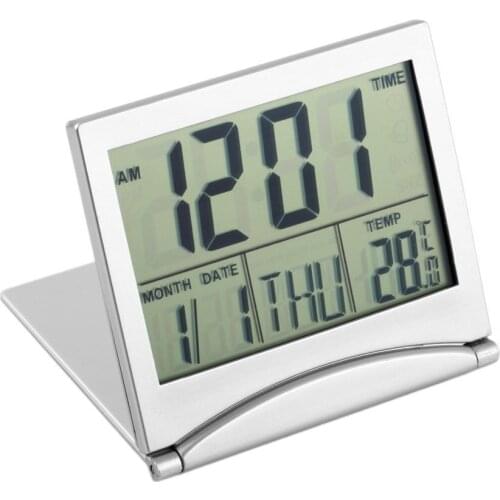 Alarm Clock Display date time temperature Folding mini Desk Thermometer cover Digital LCD Timer countdown time