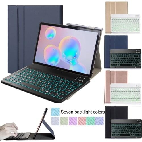 7 colors Backlit Wireless Keyboard Case for Samsung Galaxy Tab A7 10.4 inch 2020 T505 T500 Tablet Funda Cover with Pen Holder