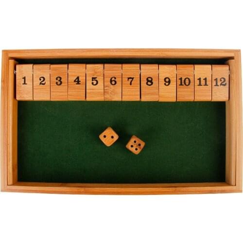 Shut The Box Wooden Game Board With 12 Numbers And Dices D50