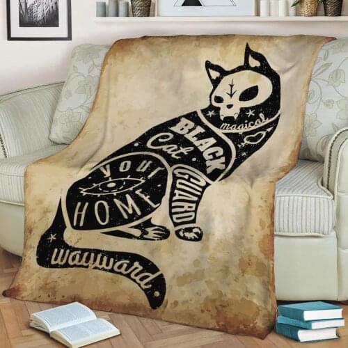 Black Cat Flannel Throw Blanket 3D Printed Keep Warm Sofa Child Blanket Home Decor Textiles Dream Family Gift