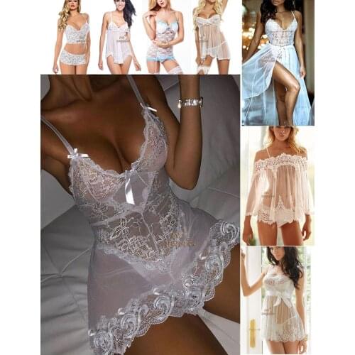 HOT Sexy woman seksi lace Lingerie Babydoll baby dress Underwear Erotic Chemises Costume GIFT Chemises Apparel Nightwear white