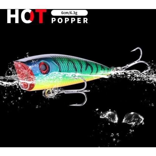 HENGJIA 1pcs 6cm 6.3g Isca Artificial Lipless Fishing Lures Popper Topwater Floating Sea Pesca Fishing Tackles