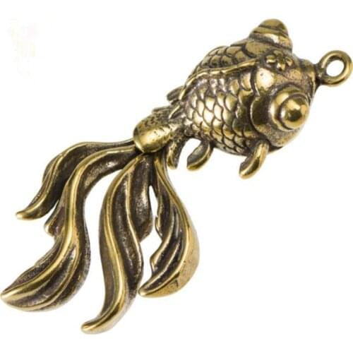3D Brass Fish Casting Animal Figurine Retro Style Metal Sculpture Home Office Room Desktop Decoration Collect Ornaments Gift