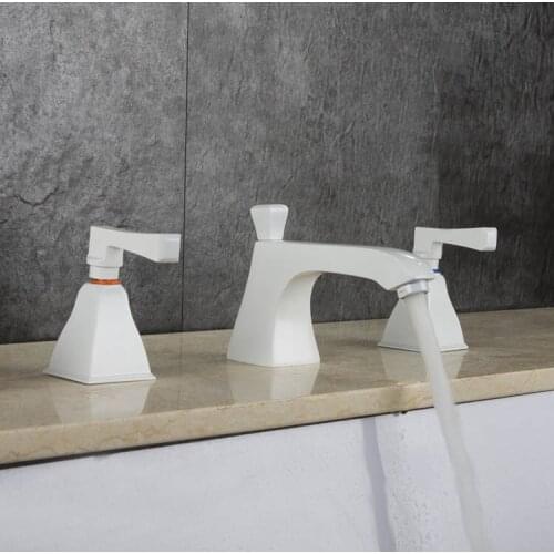 Hot and cold water copper double handle all three hole three-piece european-style Bai Semei basin hoses