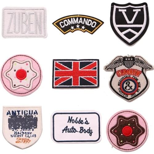 Cartoon Decorative Slogan British Flag Medal Icon Embroidered Applique Patches For DIY Iron on Badges Stickers on a backpack