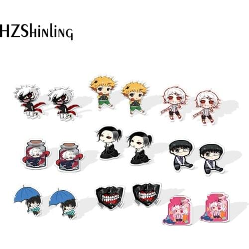 2019 New Tokyo Ghoul Kaneki Ken Earring Fashion Earring Anime Epoxy Stud Acrylic Earrings