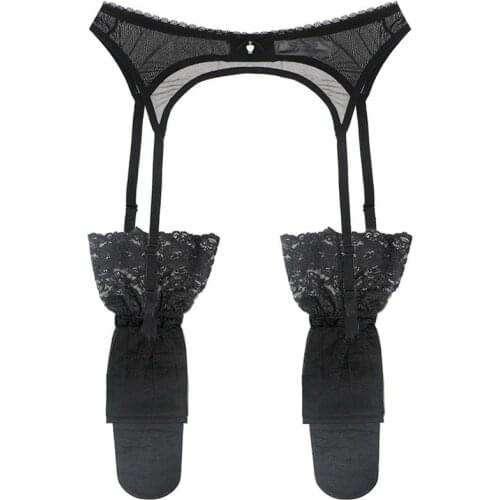 New transparent lace sexy Ultradunne Zwart Kant Garters Intimates Women S M L XL garters and stockings
