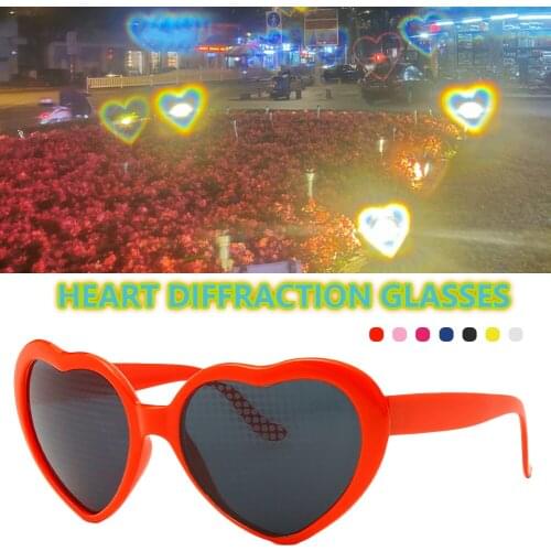 Heart Effect Diffraction Glasses Special Effect EDM Festival Light Changing Eyewear for Outdoor Music Party/Bar/Fireworks Displa