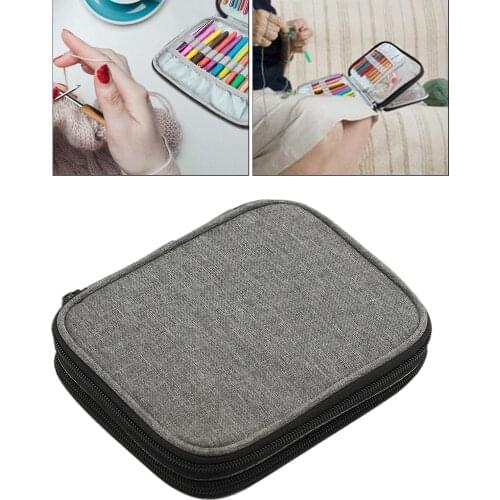Oxford Crochet Hook Case Only Empty Zipper Bag Portable Travel Crochet Storage Bag with Web Pocket for Carrying Crochet Needles