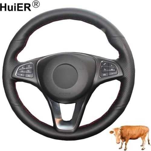 Hand Sewing Car Steering Wheel Cover Top Cow Leather For Mercedes Benz C180 C200 C260 C300 B200 E200 E300 CLS260 CLS300 GLC260