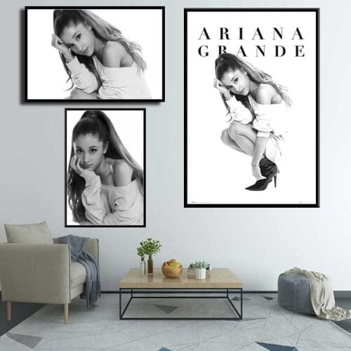 HD Printing Ariana Grande Music Star Singer Beauty Canvas Poster Photo Portrait Pictures Bar Cafe Wall Art Home Decor Mural