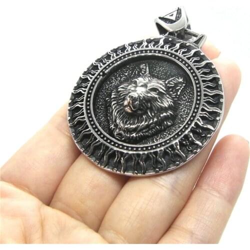 Biker Animal Fox Pendant 316 Stainless Steel Polishing Round Pendant