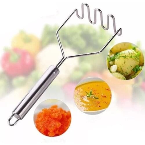 Pressed Stainless Steel Wave Shape Potato Masher Tool Kitchen Bar Mashed Potatoes Crusher Fruit Tools New Kitchen Accessories