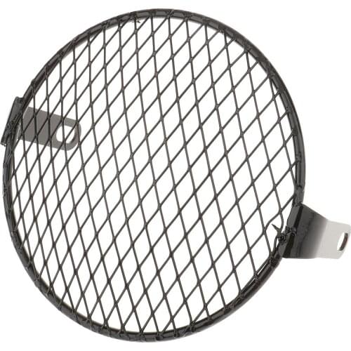 6 1/2'' Black Motor Headlight Lamp Mesh Grille Cover Mask For Harley Custom