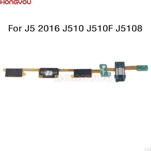 Home Button Return Key Sensor Earphone Audio Jack Headphone Socket Flex Cable For Samsung Galaxy J5 2016 J510 J510F J5108