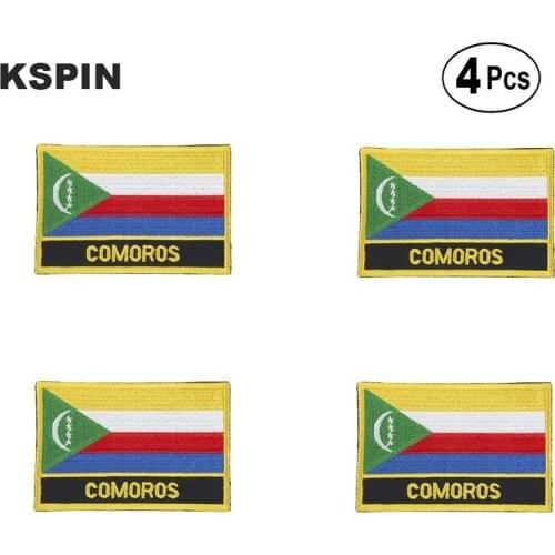 Comoros Rectangular Shape Flag Iron on Saw on Patches Embroidered Flag Patches National Flag Patches for Clothing