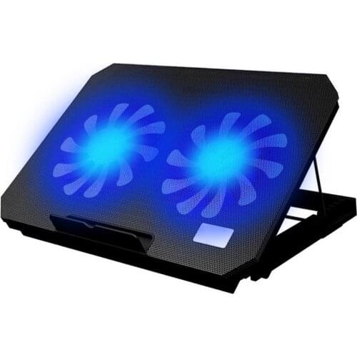 USB Port 2 Cooling Fans Laptop Cooler Pad Notebook Adjustable Angle Stand Holder Dual USB Ports Laptop Cooler
