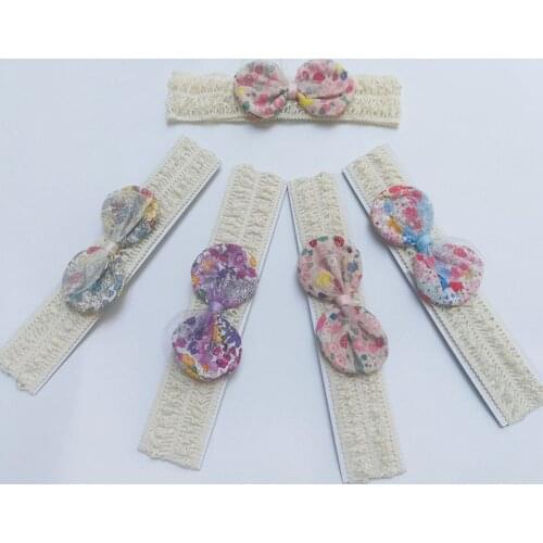 Vintage Flowers Pattern Bunny Ears Elastic Hairband Baby Girls Cute Print Knotted Newborn Headband Kids Accessories Photo Props