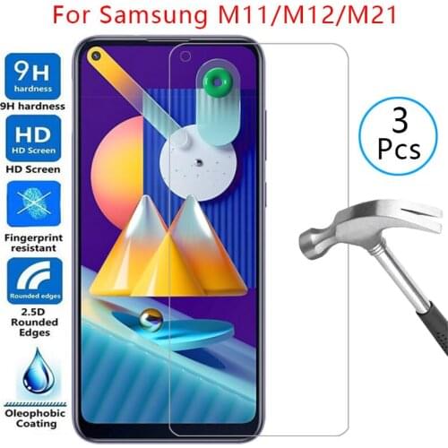 Tempered glass screen protector for samsung m11 m12 m21 case cover on galaxy m 11 12 21 11m 12m 21m protective phone coque bag