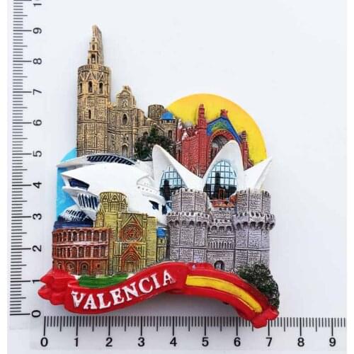 Spain, Valencia landmark building, three-dimensional scenery, tourist souvenirs, magnetic stickers, refrigerator stickers