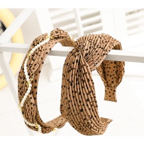 Women Girls Leopard Pleatted Hairband Headband Adult Hair Accessories