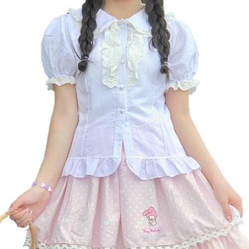 Anbenser Shirts Women Peter Pan Collar Hot Sale Korean Style Trendy Fashion Students Kawaii Daily Streetwear Casual Blouses